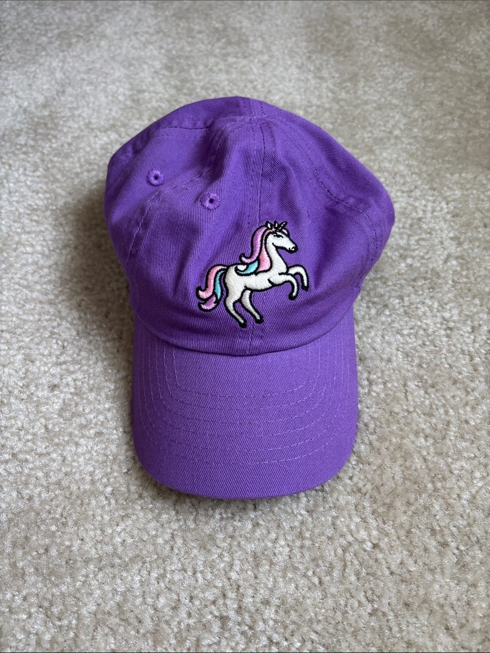 Dewey Beach Kids Purple Baseball Cap with Unicorn Patch